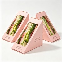 Scatola Triangolare per Sandwich all'Ingrosso, Scatola di Carta per Sandwich con Finestra, Scatola di Carta Personalizzata per Snack