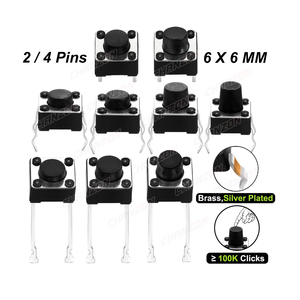 Botón táctil de microinterruptor de 6x6mm 4,3 5 6 7 mm Mini pulsador táctil palanca Pcb momentáneo 2 pines 4 pines botón para <span class=keywords><strong>Arduino</strong></span> - Product Image 1