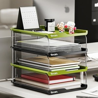 Organizador de Archivos de Escritorio de Plástico Marca Cx Modelo 1010, Caja de Almacenamiento Transparente de Múltiples Niveles para Documentos