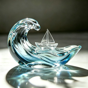 Ornamento in Resina Trasparente a Forma di Onda e Barca, Simbolo di Viaggio Tranquillo, Adatto per Decorazione o Regalo - Product Image 4