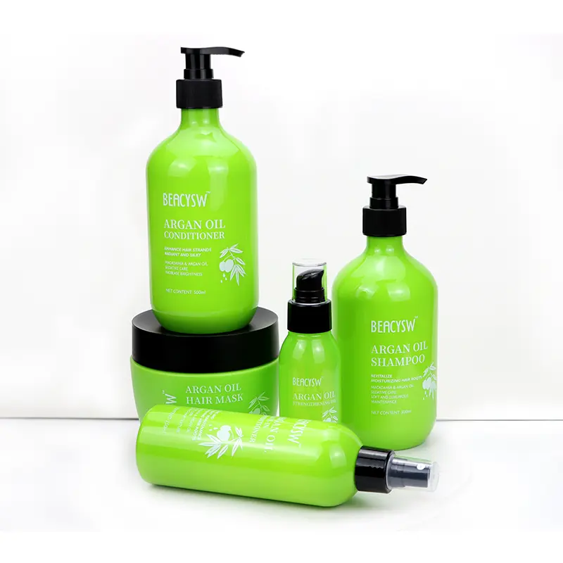 Özel etiket saç şampuan ve saç kremi Set saf organik sülfat ücretsiz fas Argan yağı şampuan