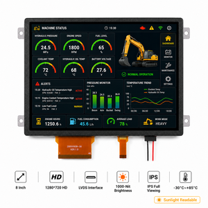 Module LCD TFT haute luminosité TMK 8 pouces 1280*720 IPS 4 voies LVDS 1000 Nits, visionnement complet AG <span class=keywords><strong>AR</strong></span> -30°C~+85°C, pour extérieur intégré - Product Image 1