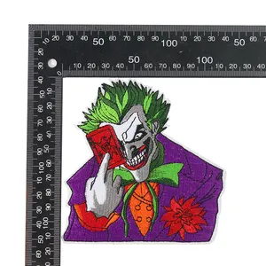 Grotesque Circus Clown Embroidery Back Tape Attached Fashion Coat Clothing Holes Sewing Decorative Patches