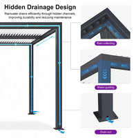 Pergola électrique en aluminium avec toit à lames orientables et éclairage LED pour jardin