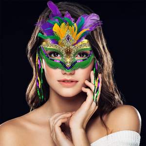 Mascarada carnaval bola veneciana graduación máscara de lentejuelas con plumas para Mardi Gras mujeres carnaval desfile Sexy Cosplay disfraz - Product Image 6