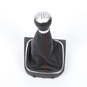 Funda de palanca de cambios para Volkswagen Golf 6 Mk5 Mk6 Jetta Sagitar, 5 velocidades, 6 velocidades, cuero PU, negro, plateado, estilo clásico - Product Image 2