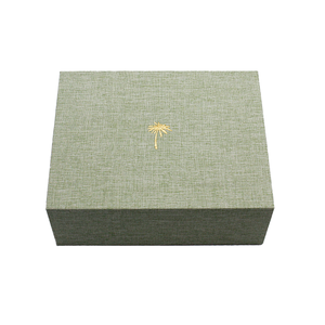Коробка для фото льна с золотым тиснением, зеленый картон, покрытый магнитным клапаном, для хранения ювелирных изделий, льняные жесткие коробки с внутренним карманом - Product Image 6