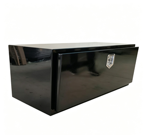 Caja de herramientas de acero negro de alto brillo con tapa bloqueable y caja de almacenamiento a prueba de golpes para camionetas y tractores - Product Image 2