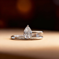 Bague Solitaire en Argent Sterling 925 avec Moissanite Taille Poire, Couleur D, Pureté VVS, pour Femme, Bijoux Fins