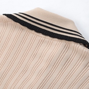 Robe élégante en coton à col en V pour femme, tricotée, à manches longues, moulante, avec boutons, pour le printemps et l'automne - Product Image 5