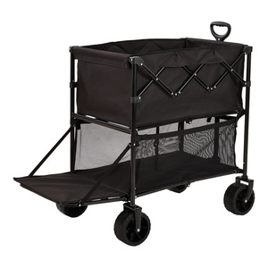 Chariot de camping d'extérieur 90x50x70cm, pliable à quatre roues, chariot de courses léger avec cadre métallique, grande capacité de rangement - Product Image 2