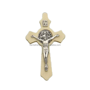 Làm bằng tay Tôn Giáo ST Benedict chéo Lớn Jesus gỗ Chéo Mặt dây chuyền bằng gỗ tiện dụng thủ công - Product Image 4