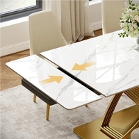 Ensemble table de salle à manger extensible moderne de luxe Mobilier de cuisine rétractable Table de salle à manger extensible en pierre frittée avec dessus en marbre