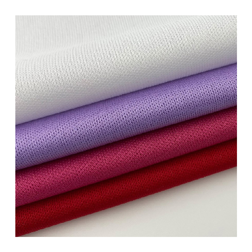 Wholesale Lightweight Stretch White 100% Polyester Interlock Plain Knit Fabric For Girls Sportswear Sports Tops Soccer Football