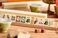 Fichas de Mahjong Acrílicas de Alto Brillo Golden Harvest con Diseño de Flores de las Cuatro Estaciones, Pavo Real, Rana y Joker para Juego Familiar Oriental