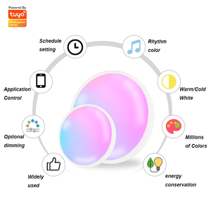 Plafonnier LED intelligent Tuya <span class=keywords><strong>WiFi</strong></span> RGB à intensité variable 24W AC85-265V compatible avec Alexa Google Home, synchronisation musicale, <span class=keywords><strong>lampe</strong></span> d'intérieur moderne CE RoHS - Product Image 6