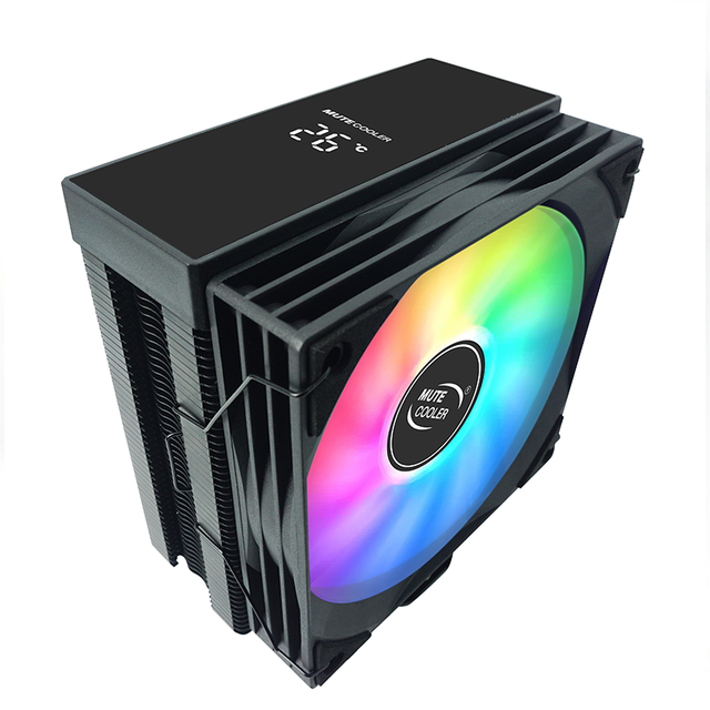 6 Copper Mirror Screen Temperature Display and Speed Display Computer PC Case Heatsink Two ARGB Fan CPU Cooler Radiator