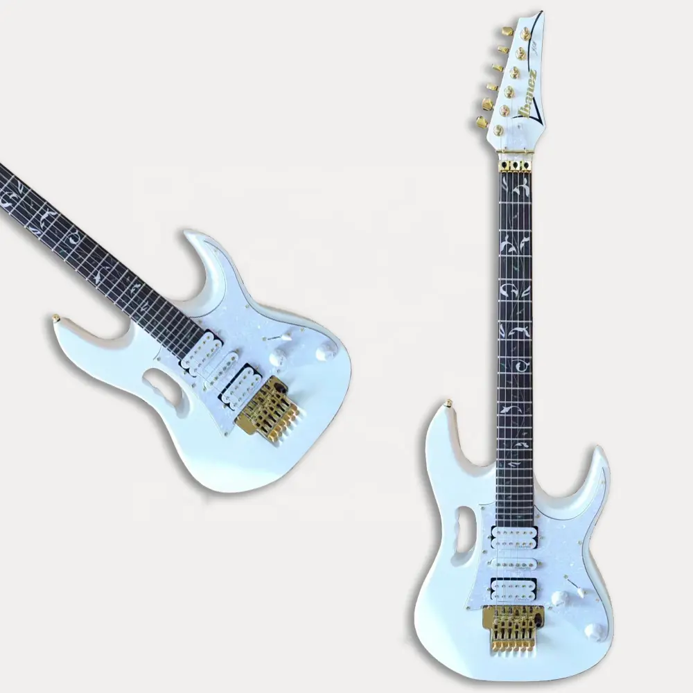 世界ブランドのカスタマイズロゴ付きカスタムエレキギター6弦HSHピックアップホワイトエレキギター