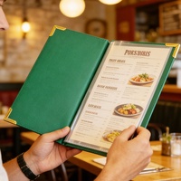 Couverture de menu personnalisée en similicuir avec logo imprimé, pages intérieures amovibles, pour restaurant, hôtel, bar, présentation de recettes