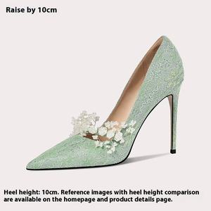 Женские свадебные туфли на высоком каблуке, босоножки для невесты с противоскользящей подошвой, для лета, осени и весны - Product Image 4