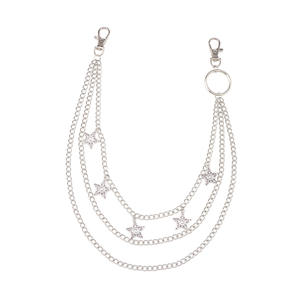 Chaîne de taille punk hip-hop avec pendentif étoile, en argent tibétain, double anneau, pour usage quotidien, chaîne de corps tendance - Product Image 5