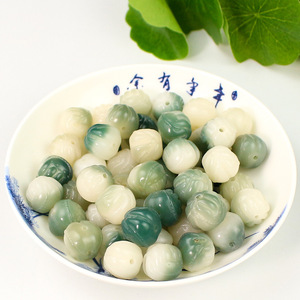 Bodhi Root Carved Buddha's Hand Beads 12mm Religious Jewelry <b>Spacer</b> Beads For DIY Bracelet Buddhist Accessories Green White - Product Image 1