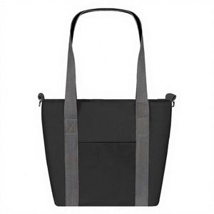 Grand sac fourre-tout de luxe en toile pour femme avec boucle métallique dorée, résistant à l'eau, idéal pour le travail, le shopping et les voyages - Product Image 2