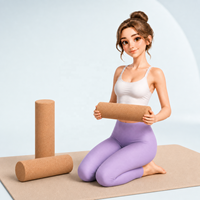 Rodillo de Espuma de Corcho Natural para Masaje de Tejido Profundo, Ejercicio de Yoga y Pilates para Recuperación Muscular