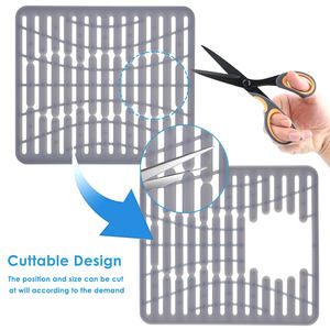Tapis de protection en silicone pour évier de cuisine, style classique, antidérapant, avec grille de drainage arrière, découpable, accessoire de protection - Product Image 3