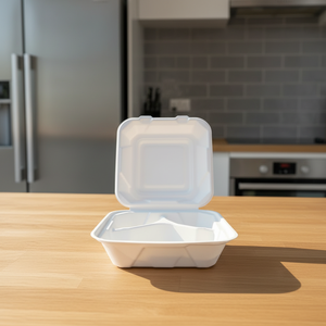 Biodegradable Disposable Lunch Box <b>with</b> <b>Lid</b> Compostable Bagasse Clamshell <b>Container</b> for <b>Takeaway</b> Meals - Product Image 1