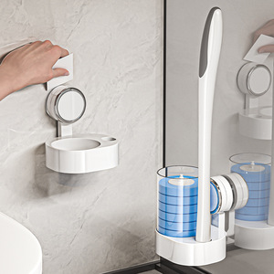 Yimijia Disposable Toilet Brush Holder Wall Mounted Round Minimalist Design Easy To Clean Bathroom Cleaning Kit - Product Image 1