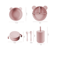 Nouvel arrivage Bol à ventouse forte et non toxique écologique Cuillère Fourchette Set Tasse d'alimentation Bol et assiette en silicone pour bébé