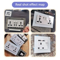Prise murale électrique intelligente 220V avec interrupteur à bouton en verre blanc 13A et charge rapide USB-C 18W pour le Royaume-Uni
