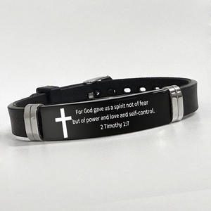 Pulseras de Identificación de Acero Inoxidable con Versículos Bíblicos Grabados Personalizados al por Mayor, Pulsera Deportiva de Silicona Ajustable para Regalos <span class=keywords><strong>Cristianos</strong></span> - Product Image 6