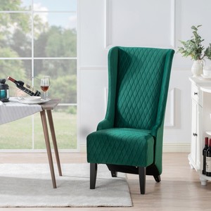 Modern Velvet High Back Wingback Accent <b>Chair</b> with Soft <b>Padded</b> Wooden Legs for Dining and Home Decor in Living Room or Bedroom - Product Image 1
