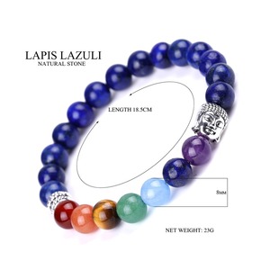 Pulsera de Cuentas de Piedra Natural de Amatista de 8mm con Cabeza de Buda de 7 Chakras de Alta Calidad para Mujeres y Hombres, Pulseras con Dijes Personalizadas de Fábrica - Product Image 4