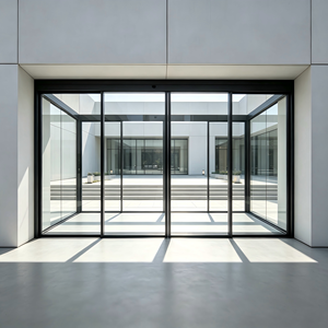 Deioux High Quality Ultra Narrow Frame Sliding Entrance Door with Thermal Break Double Glazed Glass for Commercial Building - Product Image 1