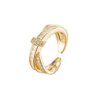 Muyu Geometric Open Ring Gold Pave Setting Index Finger Ring For Party Fashion Jewelry - Product Image 5
