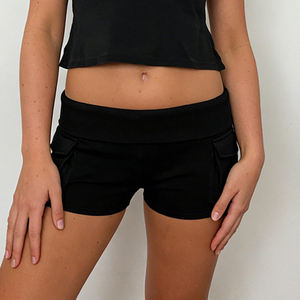 Pantalones Cortos Urbanos Transpirables con Bolsillos Utilitarios para Mujer, Color Sólido, Casuales, para Verano - Product Image 3