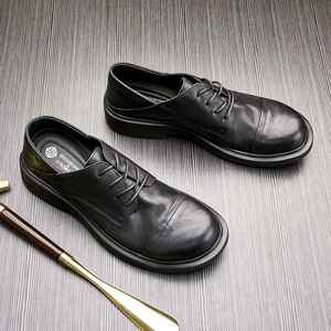 Men's Aurora <b>Shoes</b> Soft Leather Anti-Slip Casual Retro Fashion Monk <b>Shoes</b> <b>Height</b> <b>Increasing</b> Waterproof Breathable - Product Image 5