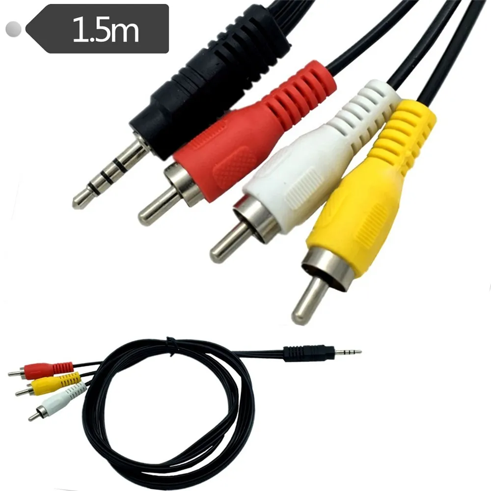 3.5mm to 3RCA Audio Video Cable TV Box AV Cable Adapter
