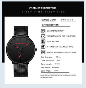 Hannah Martin 2140 in Stock 1 Pcs Custom Logo 50 Pcs Manufacturer Oem Odm Luxury Dial Design <b>Mens</b> Quartz <b>Wrist</b> <b>Watch</b> for <b>Men</b> Man - Product Image 3