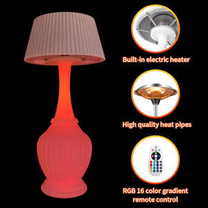 Ensemble de console de chauffage extérieur moderne et luxueux en forme de champignon, efficace, avec feu LED et télécommande, corps en plastique pour chauffage d'espace d'hôtel - Product Image 6