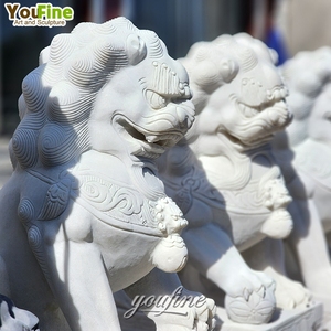 YOUFINE, tamaño personalizado, decoración <span class=keywords><strong>de</strong></span> jardín al aire libre, escultura <span class=keywords><strong>de</strong></span> perro Foo León chino tradicional, estatua <span class=keywords><strong>de</strong></span> mármol - Product Image 2