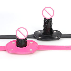 BDSM Bondage Dildo Gag SM Juguetes <span class=keywords><strong>sexuales</strong></span> orales Mordaza de pene de silicona simulada con cinturón de bloqueo Restricciones de esclavo Bondage Gear - Product Image 3