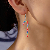 Pendientes Colgantes de Arcoíris con Diseño de Dibujos Animados en Colores Caramelo, Adornos Navideños Cristianos para Niñas