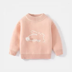 Baby knit sweater Autumn and winter children plus fleece thick top cartoon girl baby pullover bottoms knitwear