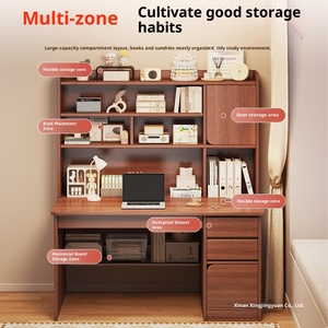 <span class=keywords><strong>Scrivania</strong></span> multifunzionale in legno massello con libreria <span class=keywords><strong>e</strong></span> cassetto stabile per risparmiare spazio per lo studio della casa <span class=keywords><strong>e</strong></span> l'uso del <span class=keywords><strong>Computer</strong></span> - Product Image 4
