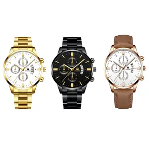 Mannen Horloge Drie Ogen Business Man Quartz Horloges Roestvrij Stalen Band Mode Man Pols Quartz Horloge Polshorloge