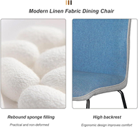 Chaise de salle à manger sans accoudoirs à dossier haut en tissu de haute qualité au design moderne avec pieds en métal